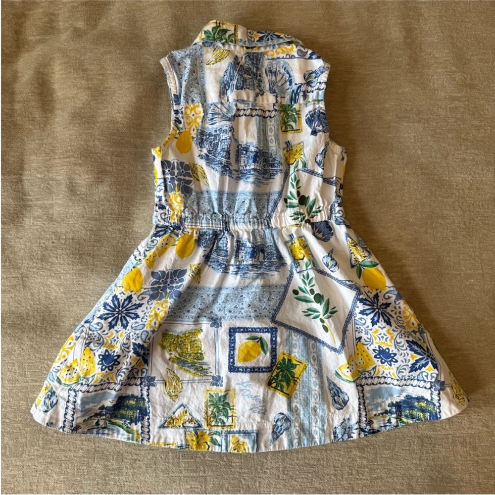 Crewcuts by J.Crew Girls Dress Size 3 – Blue Yellow Lemon Tile Print - Picture 6 of 9